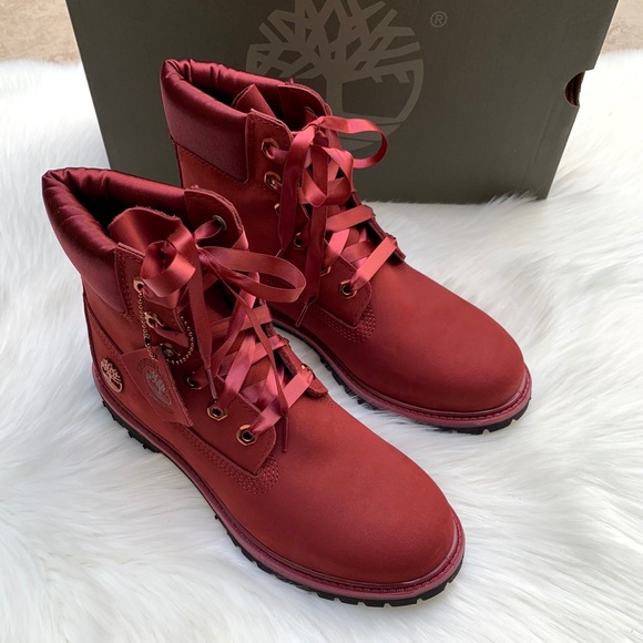 Timberland Premium 6” Waterproof Burgundy Boots - Picture 2 of 6